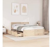 vidaXL Estructura de Cama con cajones Madera Maciza de Pino 150x200 cm, Muebles de Dormitorio, somier, Marco de Cama, Cama, Base de Cama, Cama Doble