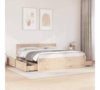 vidaXL Estructura de Cama con cajones Madera Maciza de Pino 200x200 cm, Muebles de Dormitorio, somier, Marco de Cama, Cama, Base de Cama, Cama Doble