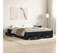 vidaXL Estructura de Cama con Cajones Roble Negro 140X190 cm Madera Ingenierizada | Amplio Almacenamiento Muebles Modernos para Dormitorio Textura Suave Calidad Ideal para 2 Adultos.