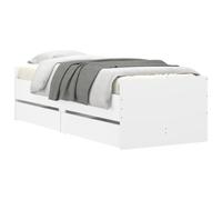 vidaXL Estructura de Cama con Cajones, Somier de Listones con Almacenaje, Armazón Base de Cama, Mueble para Dormitorio, Blanco 100x200 cm