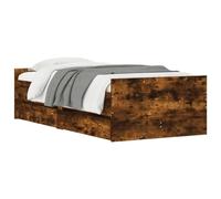 vidaXL Estructura de Cama con Cajones, Somier de Listones con Almacenaje, Armazón Base de Cama, Mueble para Dormitorio, Roble Ahumado 100x200 cm