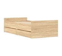 vidaXL Estructura de Cama con Cajones, Somier de Listones con Almacenaje, Armazón Base de Cama, Mueble para Dormitorio, Roble Sonoma 75x190 cm