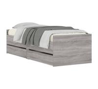 vidaXL Estructura de Cama con Cajones, Somier de Listones con Almacenaje, Armazón Base de Cama, Mueble para Dormitorio, Gris Sonoma 90x190 cm