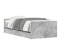 vidaXL Estructura de Cama con Cajones, Somier de Listones con Almacenaje, Armazón Base de Cama, Mueble para Dormitorio, Gris Hormigón 90x200 cm