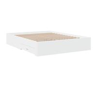 vidaXL Estructura de cama 160x200 cm con cajones, somier doble, madera de ingeniería blanca