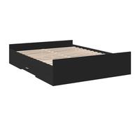 vidaXL Estructura de Cama con Cajones, Somier Doble de Invitados, Marco de Cama, Mueble para Dormitorio, Madera de Ingeniería Negra 150x200 cm