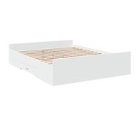 vidaXL Estructura de Cama con Cajones, Somier Doble de Invitados, Marco de Cama, Mueble para Dormitorio, Madera de Ingeniería Blanca 160x200 cm