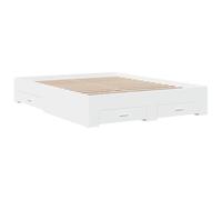 vidaXL Estructura de Cama con Cajones, Somier Doble de Invitados, Marco de Cama, Mueble para Dormitorio, Madera de Ingeniería Blanca 150x200 cm