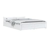 vidaXL Estructura de Cama con Cajones Somier Dormitorio Base Habitación Muebles Mobiliario Hogar Cuarto Descanso Blanco King Size 150x200 cm