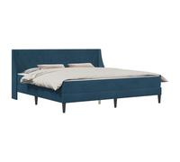vidaXL Estructura de Cama con colchón 2 pcs Azul Terciopelo, Muebles de Dormitorio Modernos, Marco de Cama Rectangular, colchón cómodo, cabecera montada en la Pared, solución eficiente