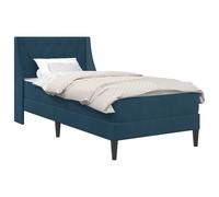 vidaXL Estructura de Cama con colchón 2 pcs Azul Terciopelo, Muebles de Dormitorio Modernos, Marco de Cama Rectangular, colchón cómodo, cabecera montada en la Pared, solución eficiente