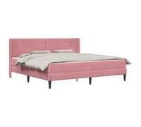 vidaXL Estructura de Cama con colchón 2 pcs Rosa Terciopelo, Cama Moderna, Superficie de Terciopelo, Plataforma Elegante, Mueble Rectangular, diseño Minimalista, Dormitorio Chic