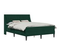 vidaXL Estructura de Cama con colchón 2 pcs Verde Oscuro Terciopelo, Muebles de Dormitorio Modernos, Marco de Cama Rectangular, colchón cómodo, cabecera montada en la Pared, solución eficiente