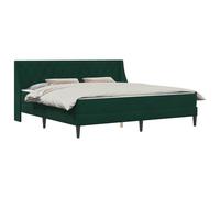 vidaXL Estructura de Cama con colchón 2 pcs Verde Oscuro Terciopelo, Muebles de Dormitorio Modernos, Marco de Cama Rectangular, colchón cómodo, cabecera montada en la Pared, solución eficiente