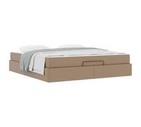 vidaXL Estructura de Cama con colchón con colchón 2 pcs Canela PVC, Mejora de Dormitorio, Cama Moderna con Almacenamiento, mobiliario Minimalista para Dormir Mejor, Estructura de PVC