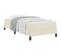 vidaXL Estructura de Cama con colchón Crema 90 x 190 cm Tela, Estructura de Cama Rectangular Moderna, Madera Resistente, Confort Multi-Zona, Colchón de Bobinas, Muebles para Dormir