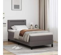 vidaXL Estructura de Cama con colchón Gris 90 x 200 cm Cuero sintético, Cabecera Ajustable para Cama, Marco Moderno, Elegante Cuero sintético, solución versátil para Dormir