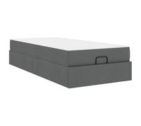 vidaXL Estructura de Cama con colchón Gris Oscuro 100 x 200 cm Tela