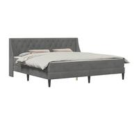 vidaXL Estructura de Cama con colchón Gris Oscuro 200 x 200 cm, Cama Rectangular Moderna, Marco de Terciopelo Gris, Juego de Colchón de Tamaño Completo Elegante