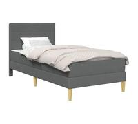 vidaXL Estructura de Cama con colchón 2 pcs Gris Oscuro 90 x 190 cm, Marco de Cama Rectangular Moderno, colchón cómodo, Acabado de Tela Gris, Espacio de Almacenamiento Debajo, Conjunto de Muebles ele