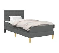 vidaXL Estructura de Cama con colchón Gris Oscuro 90 x 190 cm Tela, Juego de Muebles de Dormitorio Elegante, Marco de Cama Moderno con Espacio de Almacenamiento Bajo la Cama