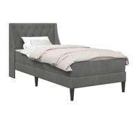 vidaXL Estructura de Cama con colchón Gris Oscuro 90 x 200 cm, Cama Rectangular Moderna, Marco de Terciopelo Gris, Juego de Colchón de Tamaño Completo Elegante