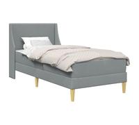 vidaXL Estructura de Cama con colchón Liso Gris Claro 90 x 200 cm Tela, Dormitorio, solución Moderna para Dormir, colchón tamaño Completo, Marco Elegante, Centro Acogedor