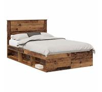 vidaXL Estructura de Cama con colchón Madera Vieja 135 x 190 cm, Dormitorio, Diseño Rectangular, Muebles Modernos, Materiales Duraderos para Comodidad y Estilo a Largo Plazo