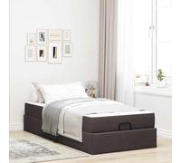 vidaXL Estructura de Cama con colchón Marrón Oscuro 90 x 200 cm Tela