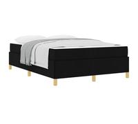 vidaXL Cama Tipo Box Spring Blanco y Negro 140 x 190 cm Tela, Cama Moderna, Forma Rectangular, con Espacio Amplio, diseño Minimalista, Mueble Funcional para un Cuarto ordenado