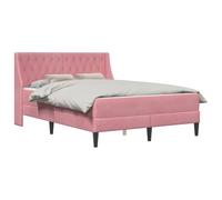 vidaXL Estructura de Cama con colchón Rosa 140 x 190 cm Terciopelo, Cama Moderna para dormitorios, tapizada en Terciopelo Chic, Incluye colchón Duradero, diseño Rectangular