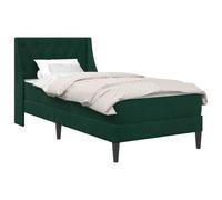 vidaXL Estructura de Cama con colchón Verde Oscuro 90 x 200 cm, Cama Moderna para dormitorios, tapizada en Terciopelo Chic, Incluye colchón Duradero, diseño Rectangular