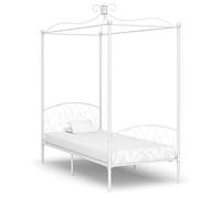 vidaXL Estructura de Cama con Dosel de Metal Somier Mobiliario Decoración Interior Resistente Robusta Duradera Práctica Cómoda Útil Blanco 90x200cm