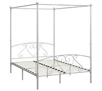 vidaXL Estructura de Cama con Dosel Dormitorio Casa Robusta Duradera Mobiliario Cómodo Moderna Doble Matrimonial para Adultos Metal Blanco 140x200 cm