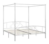 vidaXL Estructura de Cama con Dosel Dormitorio Casa Robusta Duradera Mobiliario Cómodo Moderna Doble Matrimonial para Adultos Metal Blanco 180x200 cm