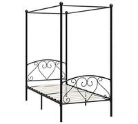 vidaXL Estructura de Cama con Dosel Dormitorio Casa Robusta Duradera Mobiliario Cómodo Moderna Individual para Jóvenes Metal Negro 120x200 cm