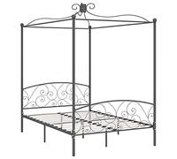 vidaXL Estructura de Cama con Dosel Soporte Mueble Base Individual Tapizada Cabecero Curvado Dormitorio Habitación Metal Gris 120x200 cm