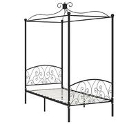 vidaXL Estructura de Cama con Dosel Soporte Mueble Base Individual Tapizada Cabecero Curvado Dormitorio Habitación Metal Negro 90x200 cm
