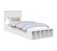 vidaXL Estructura de Cama con Estante 75 x 190 cm Madera contrachapada, Base de Cama Moderna, Almacenamiento Elegante, diseño Minimalista, Compartimentos amplios, Ahorra Espacio