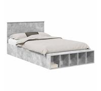 vidaXL Estructura de Cama con Estante Gris Concreto 120 x 190 cm, Cama Moderna con Almacenamiento, Mueble Funcional, Marco Resistente al Agua, diseño Sencillo, Ahorra Espacio en tu Cuarto