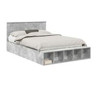 vidaXL Estructura de Cama con Estante Gris Concreto 160 x 200 cm, Cama Moderna con Almacenamiento, Mueble Funcional, Marco Resistente al Agua, diseño Sencillo, Ahorra Espacio en tu Cuarto