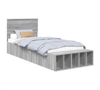 vidaXL Estructura de Cama con Estante Manual Gris Sonoma 100 x 200 cm, Base de Cama Moderna, Almacenamiento Elegante, diseño Minimalista, Compartimentos amplios, Ahorra Espacio