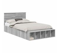 vidaXL Estructura de Cama con Estante Manual Gris Sonoma 120 x 200 cm, Base de Cama Moderna, Almacenamiento Elegante, diseño Minimalista, Compartimentos amplios, Ahorra Espacio