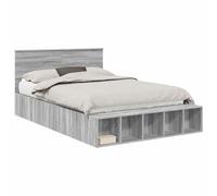 vidaXL Estructura de Cama con Estante Manual Gris Sonoma 140 x 200 cm, Base de Cama Moderna, Almacenamiento Elegante, diseño Minimalista, Compartimentos amplios, Ahorra Espacio