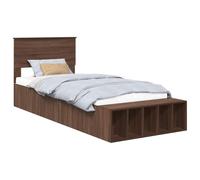 vidaXL Estructura de Cama con Estante Manual Roble Marrón 100 x 200 cm, Base de Cama Moderna, Almacenamiento Elegante, diseño Minimalista, Compartimentos amplios, Ahorra Espacio