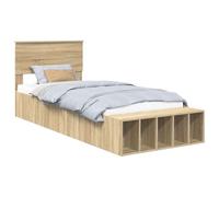vidaXL Estructura de Cama con Estante Manual Roble Sonoma 100 x 200 cm, Base de Cama Moderna, Almacenamiento Elegante, diseño Minimalista, Compartimentos amplios, Ahorra Espacio