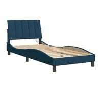 vidaXL Estructura de Cama con Luz, Somier Armazón de Listones, Base de Cama Curvada, Mueble para Dormitorio, Terciopelo Azul 90x190 cm