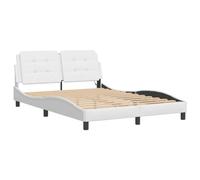 vidaXL Estructura de cama con luces LED, somier de matrimonio, cuero sintético blanco 120x200 cm