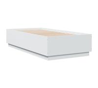 vidaXL Estructura de Cama con LED, Somier de Invitados, Armazón de Cama, Mueble para Dormitorio, Madera de Ingeniería Blanco 90x190 cm