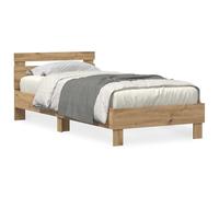 vidaXL Cama Moderna de Roble Macizo Color Artesanal 100 X 200 cm Tamaño Duradera para Adulto Ideal Muebles para Dormitorio Fácil Cuidado y Diseño Estiloso Estilo Contemporáneo de Madera